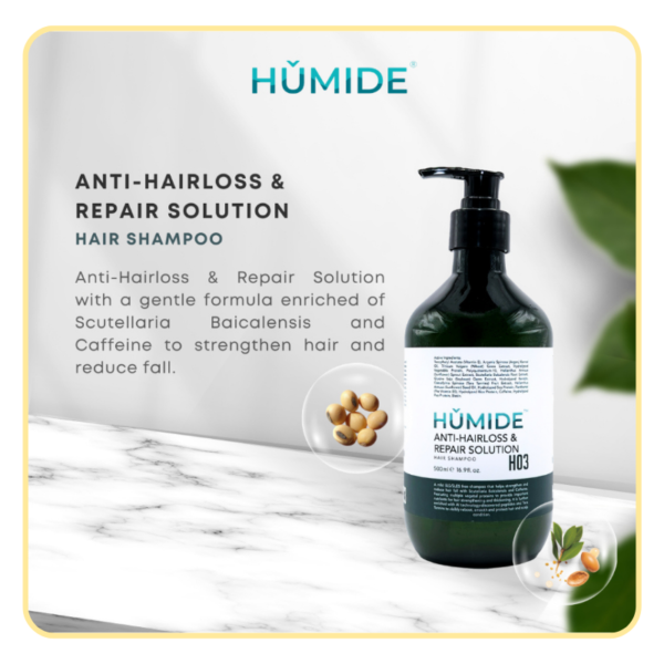 HUMIDE Anti-Hair Loss & Repair Solution Shampoo | Strengthens & Restores Damaged Hair (500 ml)