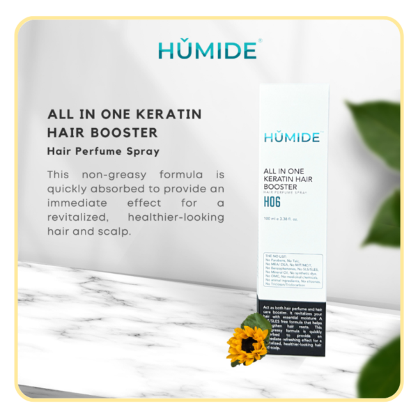 HUMIDE All-in-One Keratin Hair Booster Hair Perfume Spray | 3-in-1 Repair, Moisture & Shine (100 ml)