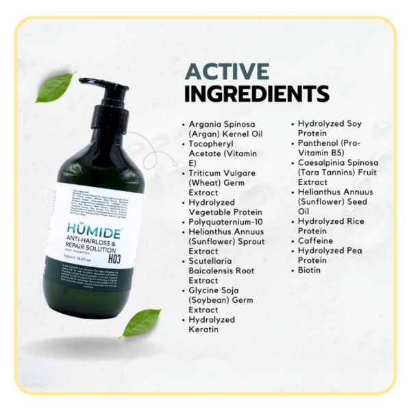 HUMIDE Anti-Hair Loss & Repair Solution Shampoo | Strengthens & Restores Damaged Hair (500 ml)