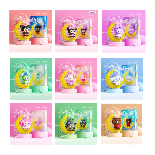 Product (40) Bricks Moon Series – Cute Character Micro Block Building Set
