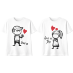 Couple Love Graphic T-Shirt – “Love U” & “Love U Too” Matching Tee (White)