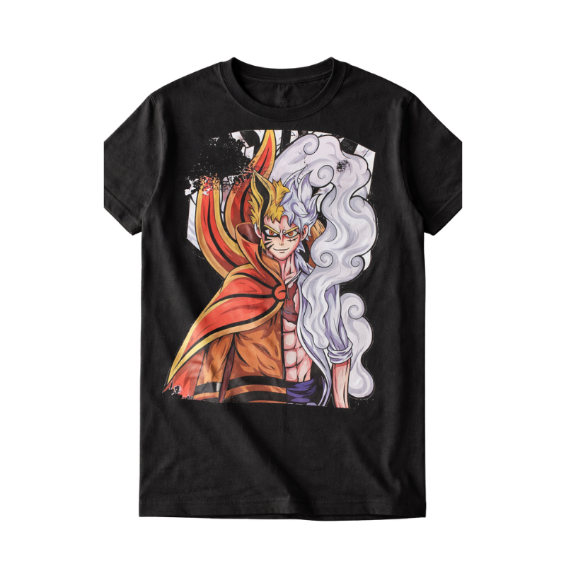 386 Anime Half Power Warrior Graphic T-Shirt – Unisex Cotton Tee (Black) - Image 1