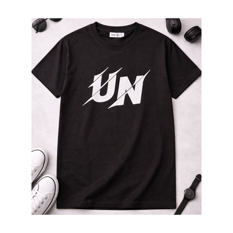 446 Minimalist UN Logo T-Shirt | Streetwear Graphic Tee | Unisex Cotton Oversize Shirt | Casual Black Tee - Image 1