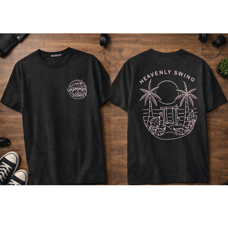 Product - 2026-04-07T130426.376 Men Summer Vibes Graphic T-Shirt | Heavenly Swing Beach Design Cotton Casual Tee - Image 1