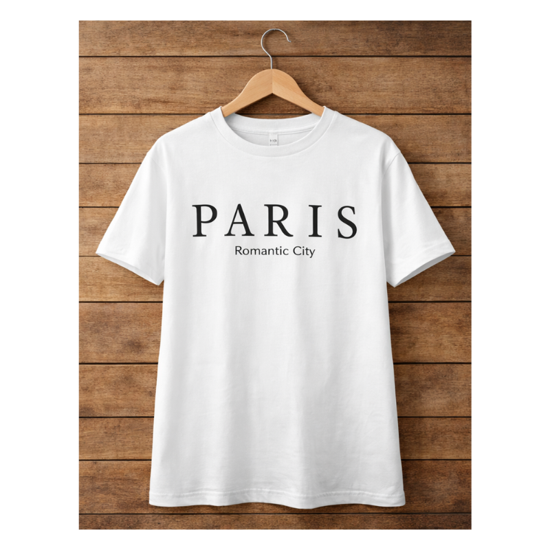 Product - 2026-04-13T132838.036 PARIS Romantic City Minimalist Cotton T-Shirt (Unisex) - Image 1