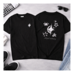 Minimalist Star Moon Graphic T-Shirt | Unisex Cotton Tee | Streetwear Black T-Shirt | Front & Back Print