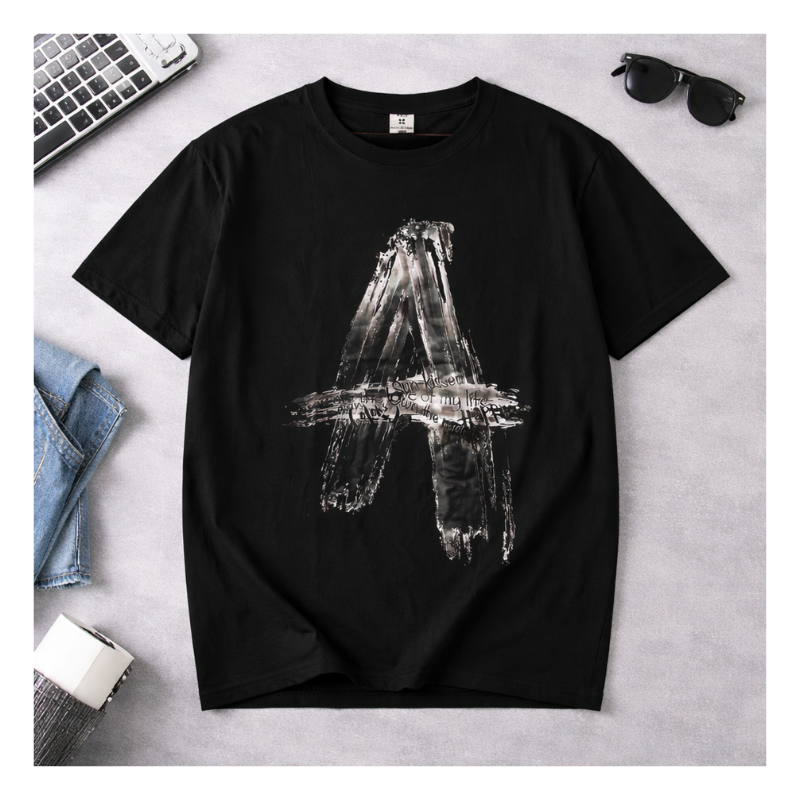 Product - 2026-04-14T140249.867 Abstract Letter “A” Graphic T-Shirt | Streetwear Black Cotton Tee | Unisex Casual Fashion Shir - Image 1