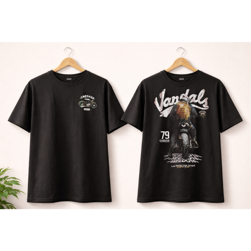 Product - 2026-04-15T134455.668 Vintage Motorcycle Graphic T-Shirt Black | Streetwear Biker Style | Front & Back Print Unisex Tee - Image 1