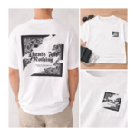 White Streetwear Graphic T-Shirt Front & Back Print | Oversize Casual Unisex Tee | Pocket Design Cotton Shirt