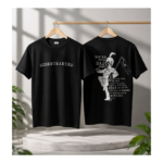 Black Cotton T-Shirt (Front & Back Print – Disenchanted / Skeleton Design)