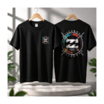 Black Cotton T-Shirt (Front Small Logo + Back Graphic Print – Billabong Style)