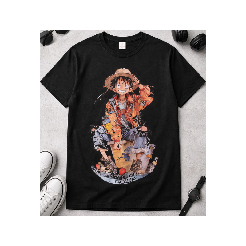 Product (95) Anime Luffy Graphic T-Shirt | Unisex Cotton Tee | Streetwear Oversize Tee | Casual Short Sleeve Shirt - Image 1